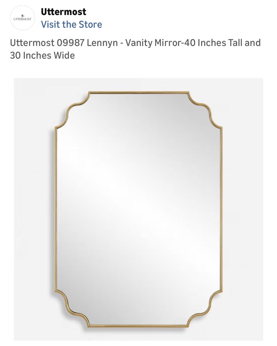 Uttermost 09987 Lennyn Gold Vanity Mirror - 40" Tall x 30" Wide, Scalloped Frame