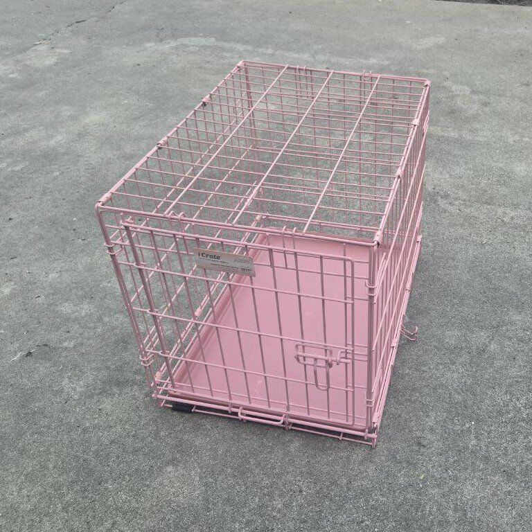 24" Pink Midwest Metal Dog Kennel Crate Cage Folds