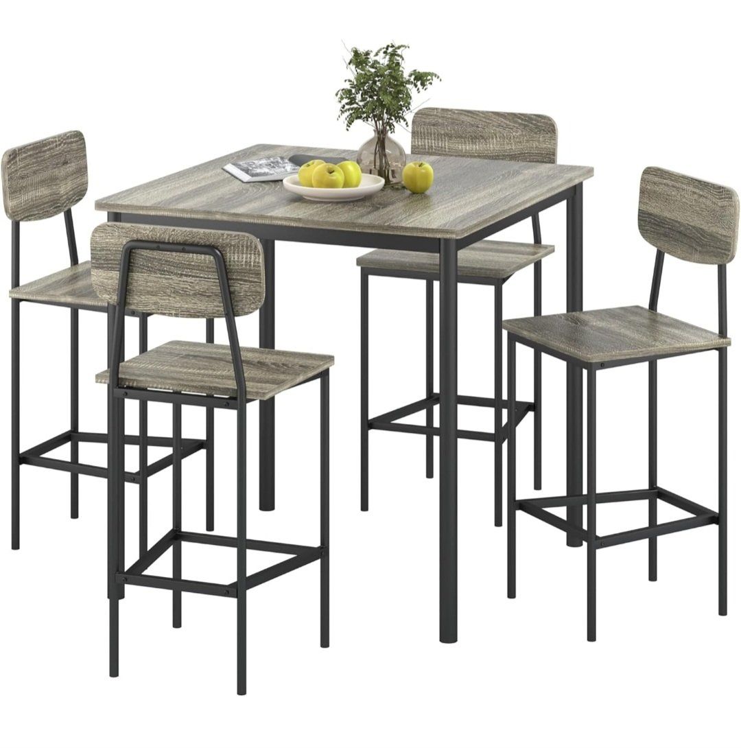 Kitchen Table and Chairs of 4, Dining Table Set for 4 with Space-Saving Design