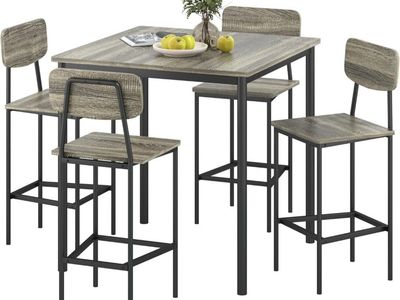 Kitchen Table and Chairs of 4, Dining Table Set for 4 with Space-Saving Design