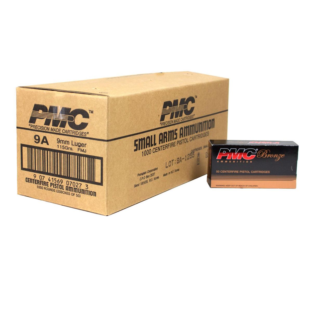 PMC 9mm Luger Ammo 115 Grain FMJ Ammo - 1000 Rounds