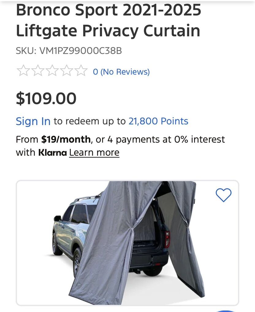 Bronco Sport Liftgate Privacy Curtain