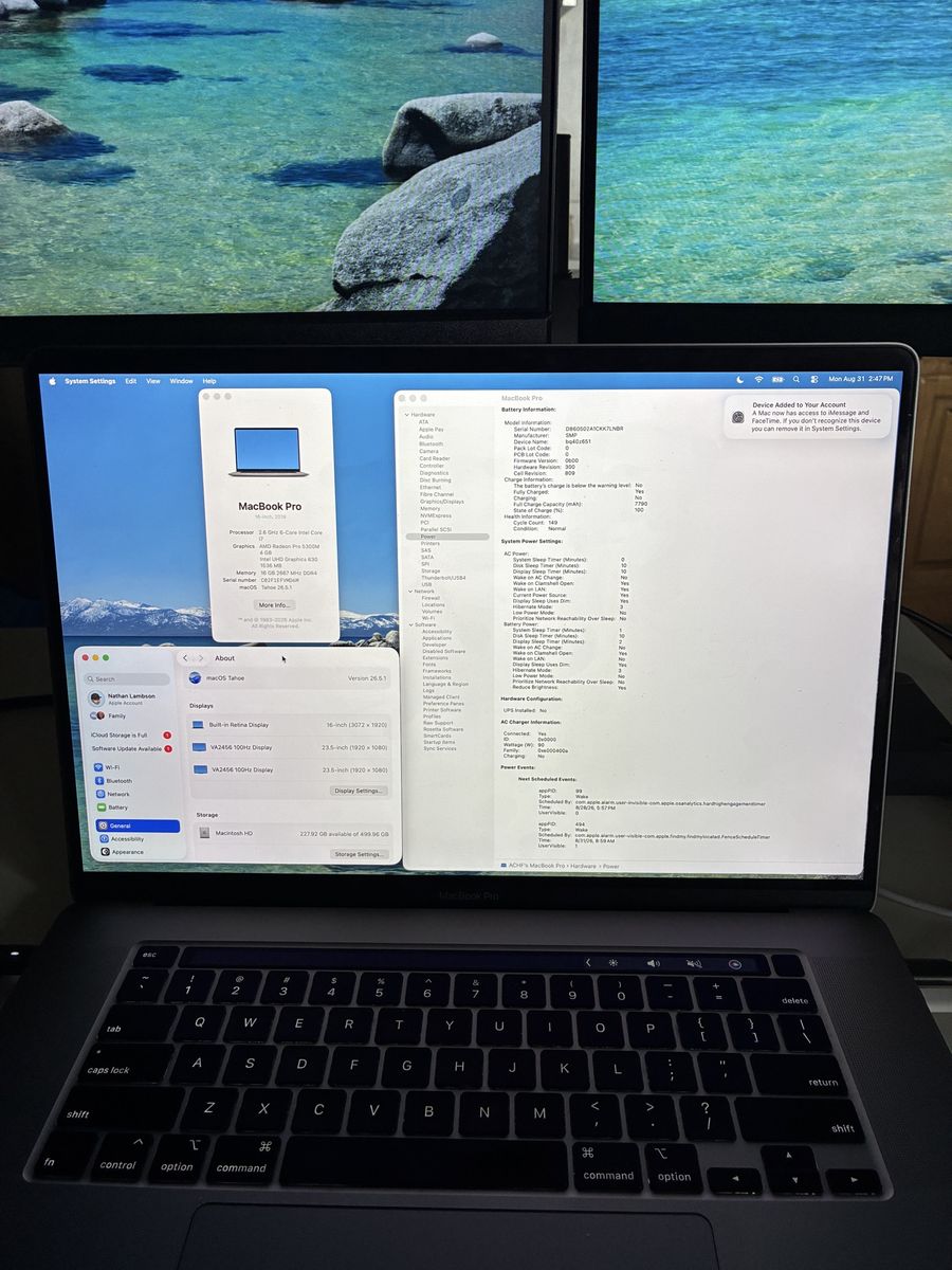MacBook Pro 16” - i7 9th Gen, 16GB RAM, 512GB SSD - Only 149 Battery Cycles