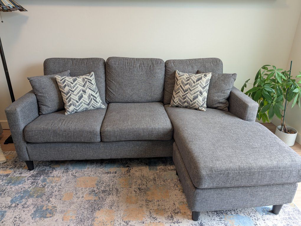 Stark Dark Grey 80" Fabric Sofa with Reversible  /Barly used