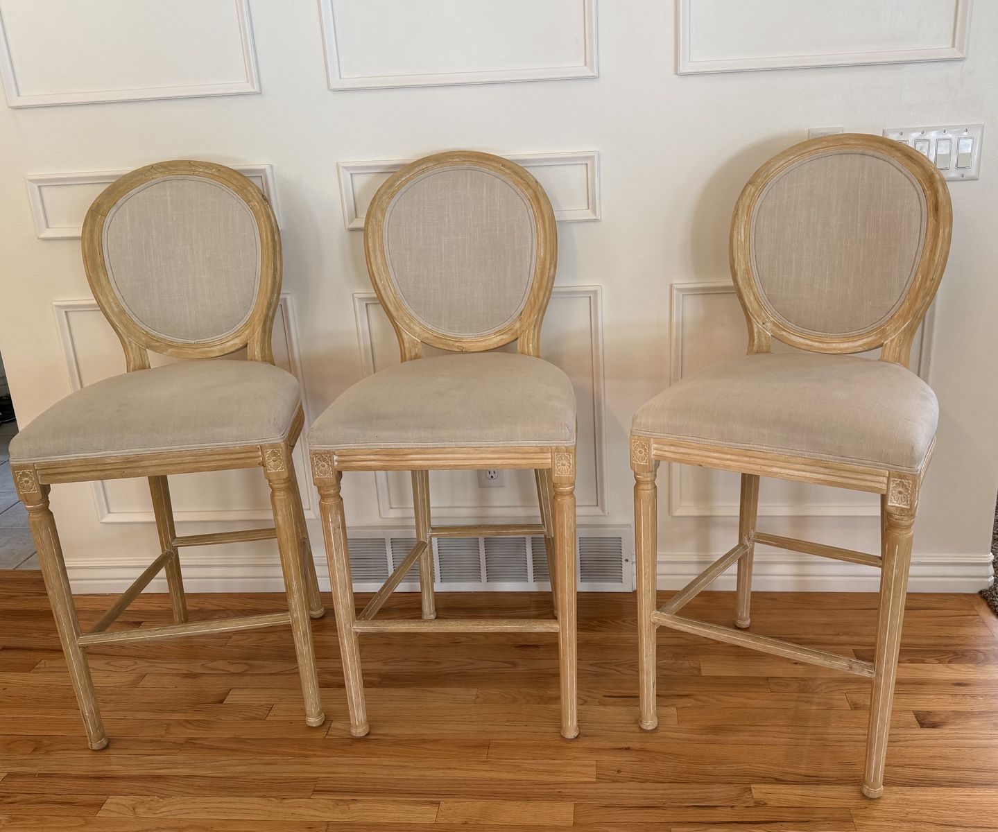 3 French Louis VX counter height stools