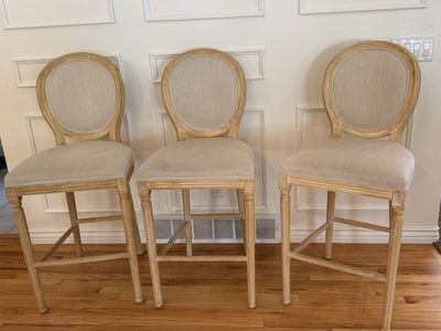 3 French Louis VX counter height stools
