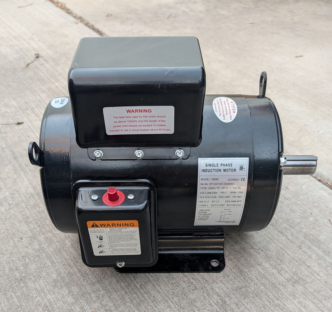 NEW 3 HP Farm Duty Electric Motor - 230V - 184T Frame