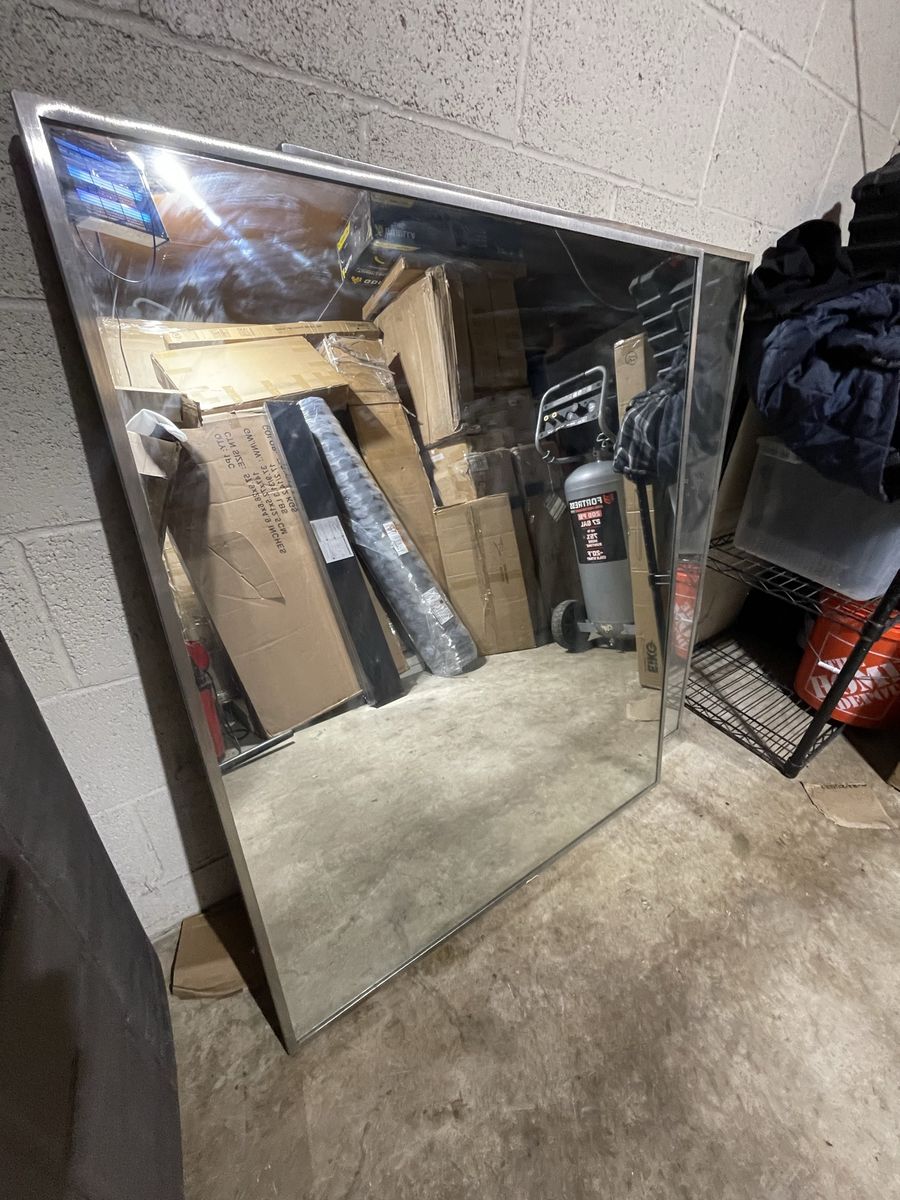 Large Rectangular Wall Mirror with Metal Frame