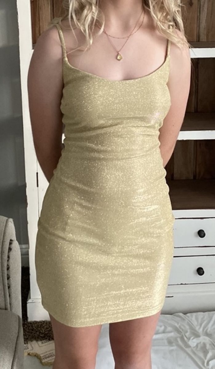 Gold with Glitter Fitted Bodycon Dress