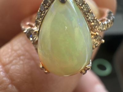 Rose gold diamond encrusted Ethiopian opal