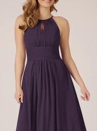 A-Line Plum Chiffon Formal Long Homecoming Dress 