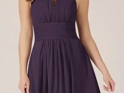 A-Line Plum Chiffon Formal Long Homecoming Dress