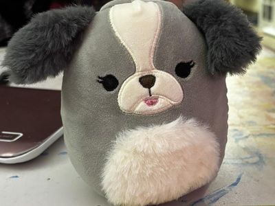 Squishmallows Grey & White Dog Plush, 5-inch, Soft Stuffed Animal Toy