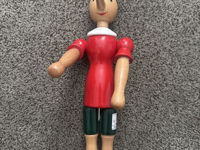 Pinocchio Wood Figurine Hand-Painted Made in Italy C2 di Rainoldi 12" Tall Collectible Toy