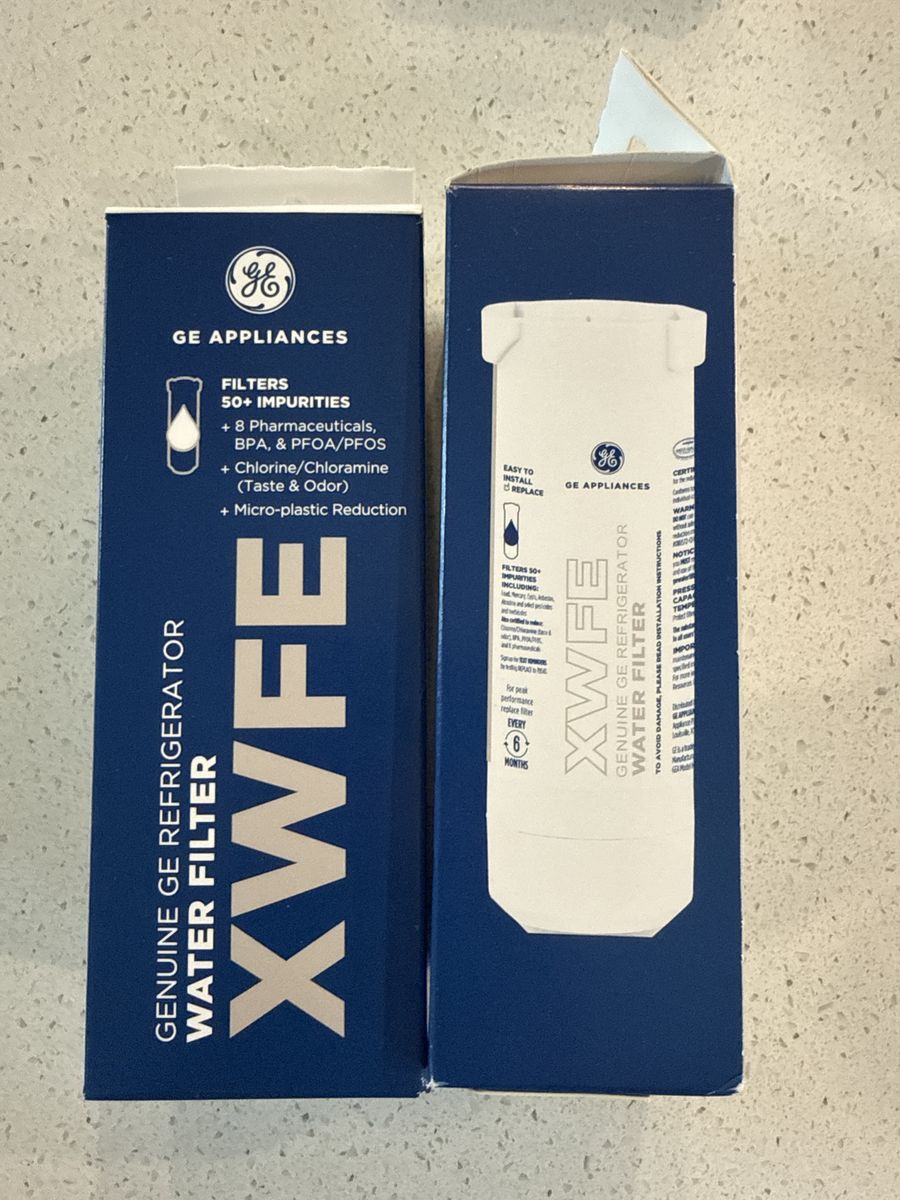 2 GE Appliances XWFE Genuine Refrigerator Water Filter - Filters 50+ Impurities, Micro-plastic Reduction