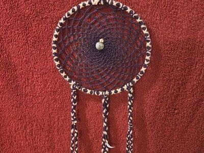 Handmade Purple & Cream Dreamcatcher with Black & White Feathers - Unique Wall Decor Art