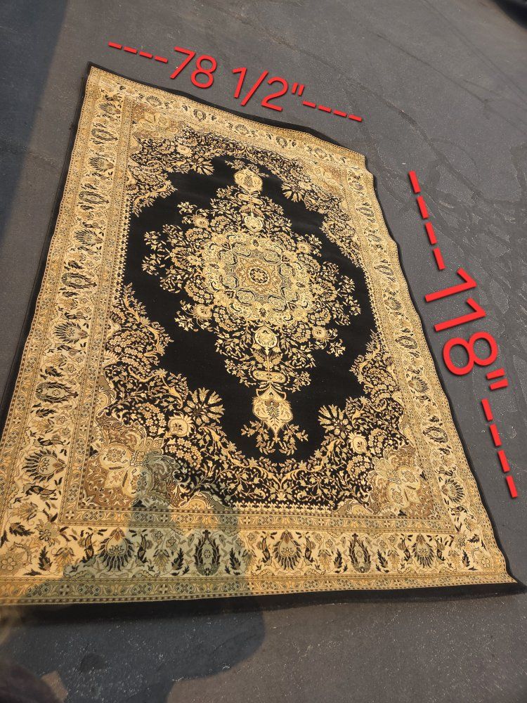 Starline Carpet Area Rug - Made in Turkey - 78.5" x 118" Black & Gold High Density Design
