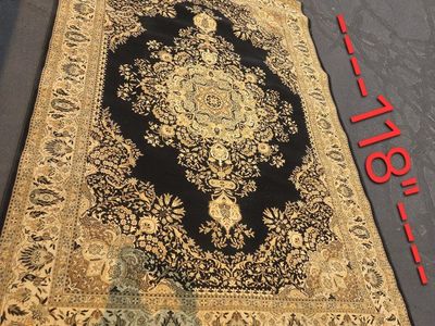 Starline Carpet Area Rug - Made in Turkey - 78.5" x 118" Black & Gold High Density Design