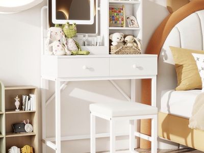 Vanity Desk with Lights and Chair