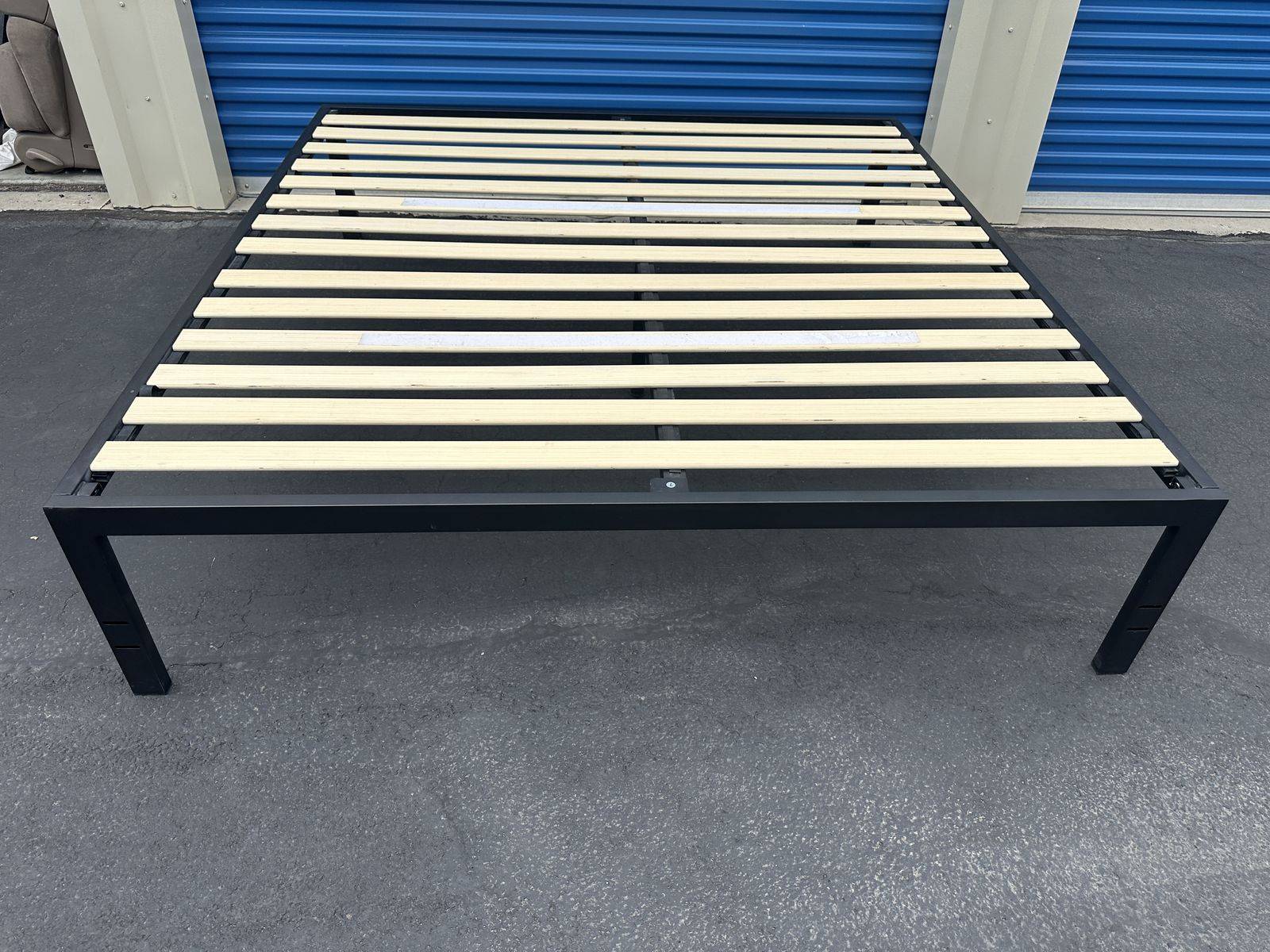 King Platform Bed With Wood Slats