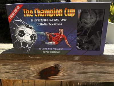 Limited Edition The Champion Cup Soccer Crystal Glass Set - 4 Piece 2026 World Cup Soccer celebration glasses