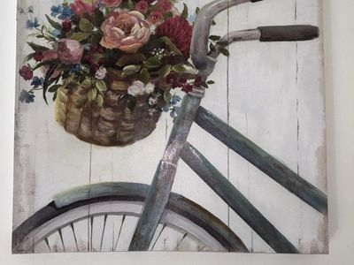 Large Bicycle Flower Basket Acrylic Painting