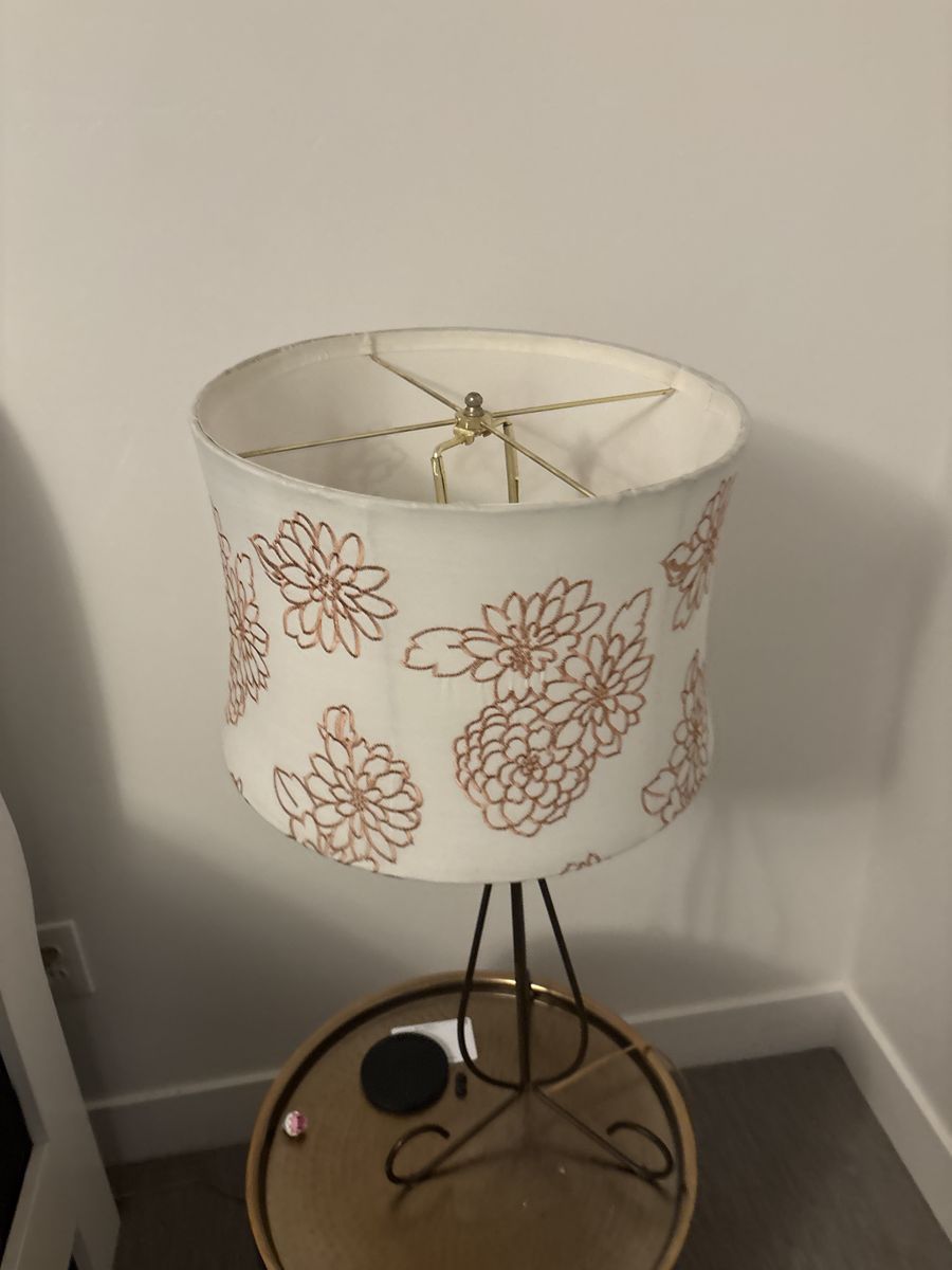 Boho Floral Table Lamps - Gold Base with White & Copper Floral Shade