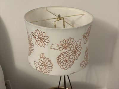 Boho Floral Table Lamps - Gold Base with White & Copper Floral Shade