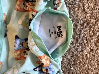 Bluey Toddler Girl's 3T Long Sleeve Rash Guard Swimsuit Set - Bluey & Bingo Print