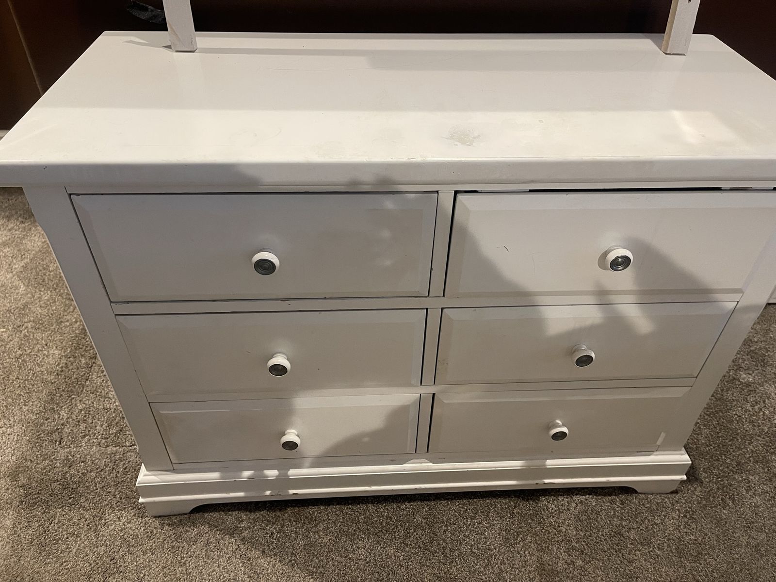 White 6-Drawer Dresser with Mirror, Bedroom Furniture Storage