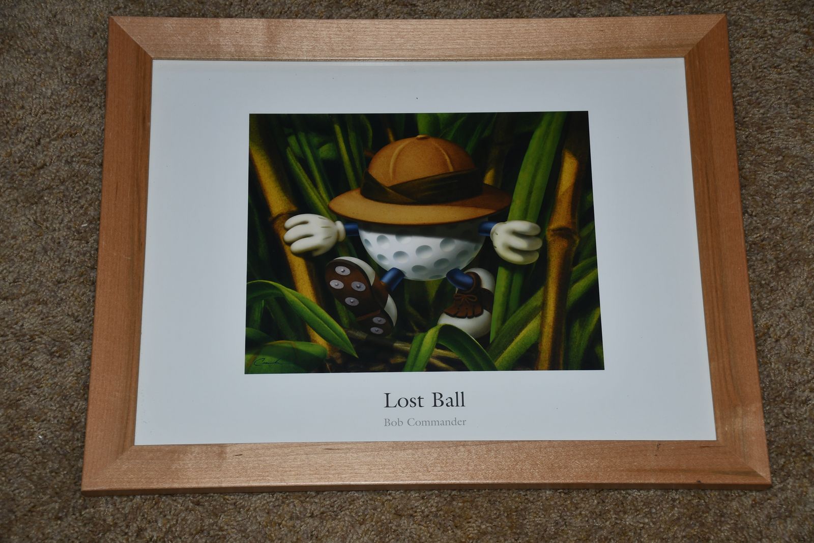 "LOST BALL" GOLF PICTURE ~ BOB COMMANDER ~ 14" x 18" FRAMED