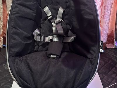 4moms mamaRoo 4 Multi-Motion Baby Swing - Black Plush w/ 5 Unique Motions & Bluetooth