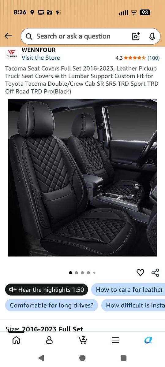 3 gen Toyota Tacoma seat covers