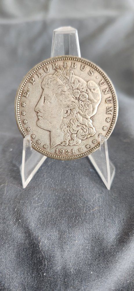 1921 D Morgan Silver Dollar Only Year Denver Mint Looks Like AU Toner