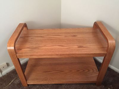 Two-Tier Wooden Side Table with Modern Oak Bentwood Handles