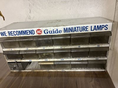 Vintage AC Guide Miniature Lamp 18 drawer metal storage Cabinet Man Cave #2
