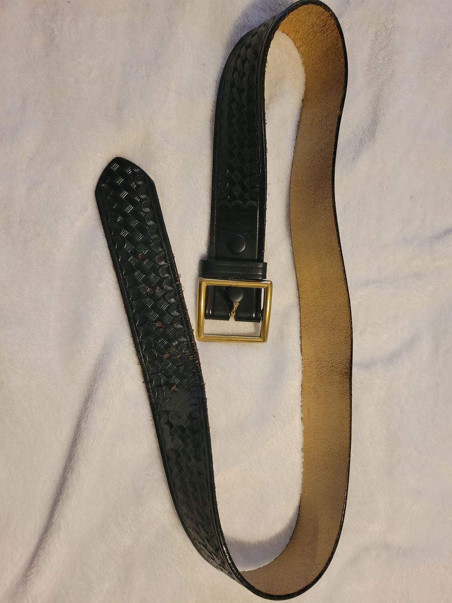 Woven Leather Work Belt - Black - 34'