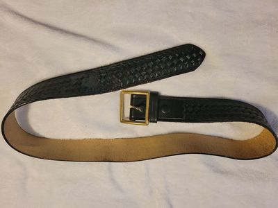Woven Leather Work Belt - Black - 34'