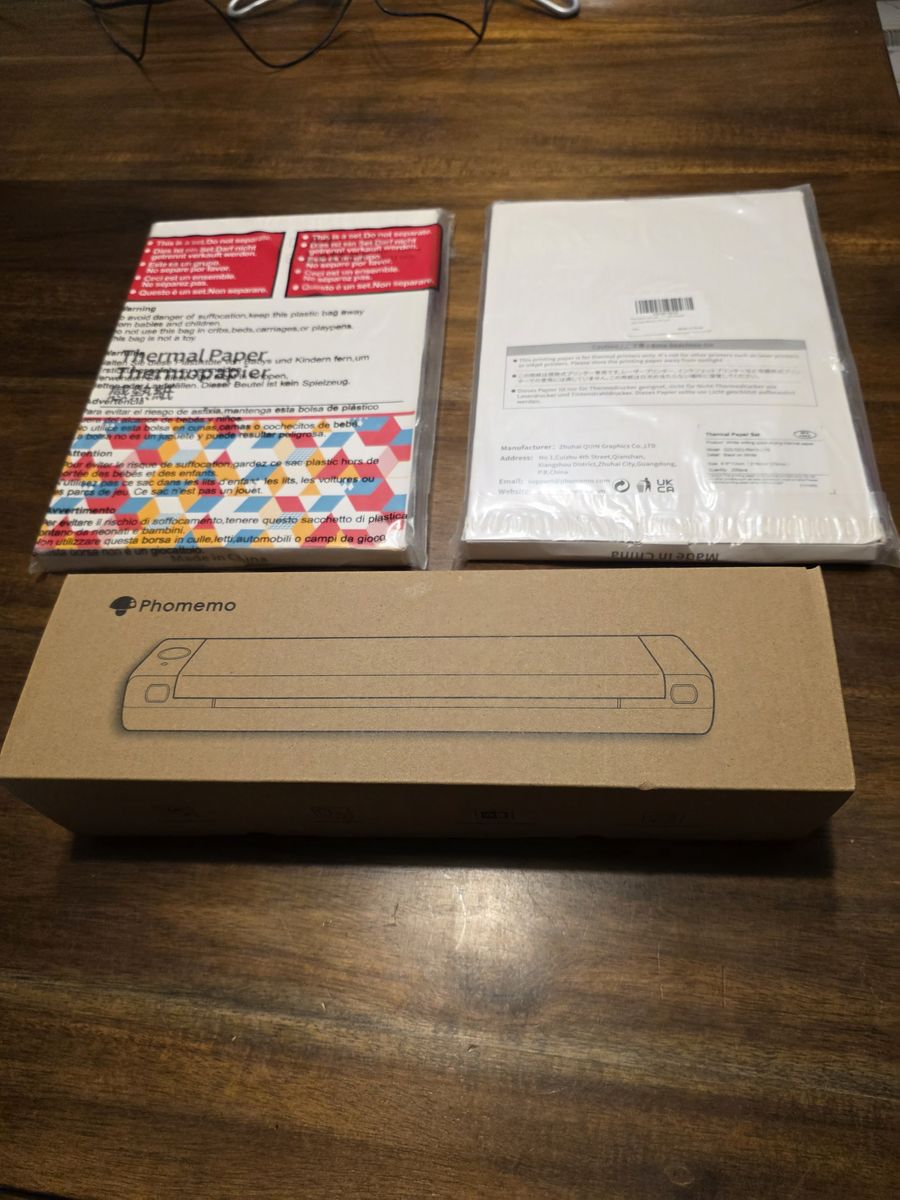 Portable Thermal Printer and 2 Reams of Thermal Paper