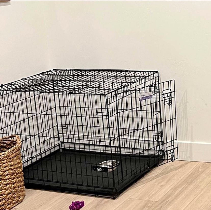30” Large Wire Metal Dog Crate Pet Kennel Cage with Secure Door Latches