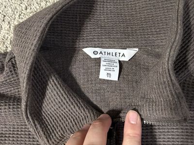 Athleta Cozy Karma Waffle 1/4 Zip Pullover, Women's XL, Brown - Excellent Condition