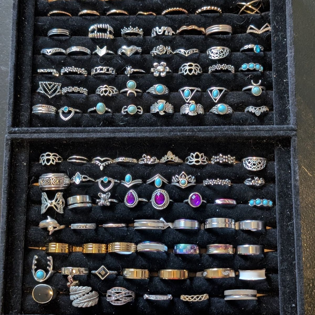 Lot of 105 Fashion rings New great for resale, gifts or personal collection multiple sizes 
