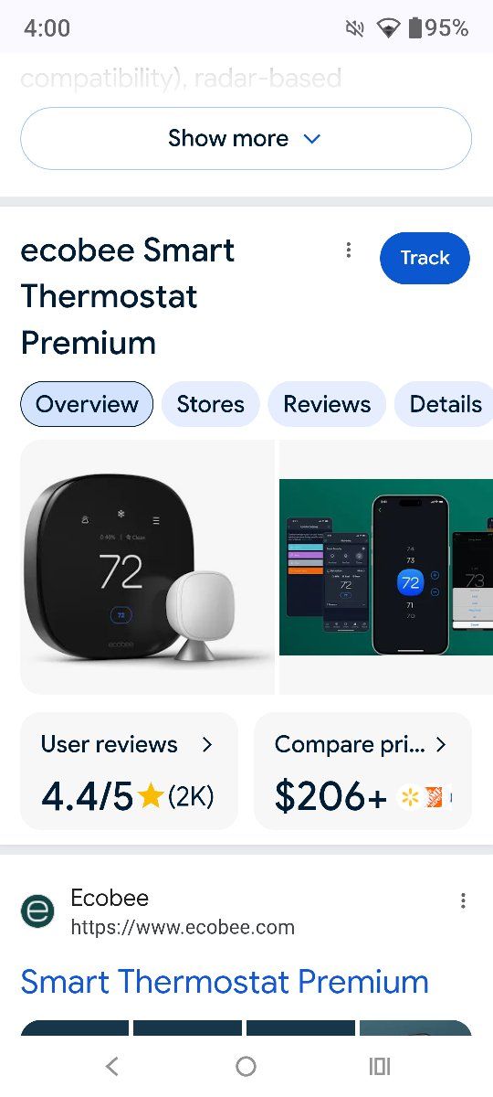 Ecobee Smart Thermostat Premium - Black - Smart Home Device with Remote Sensor