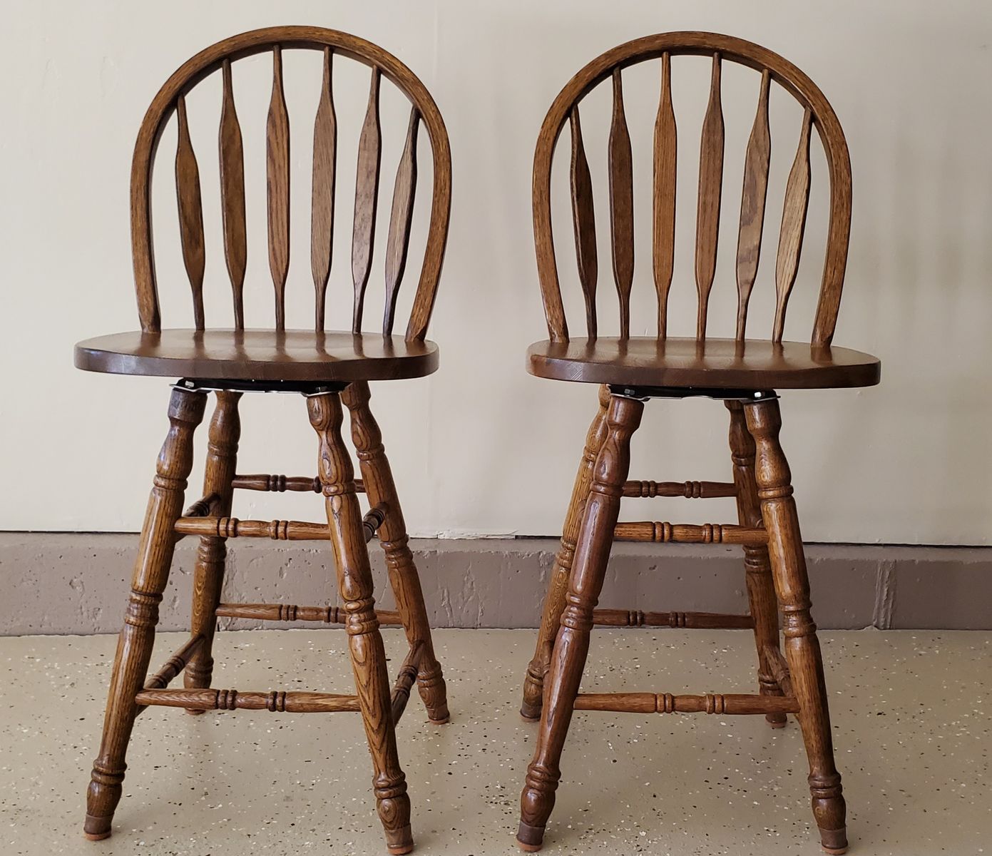 2 Counter Height Oak Barstools