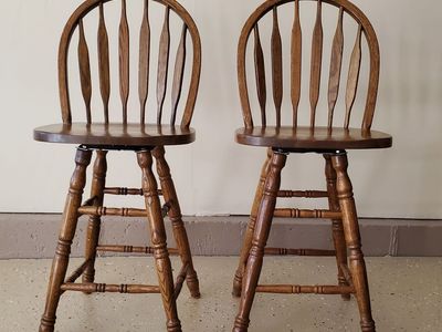 2 Counter Height Oak Barstools