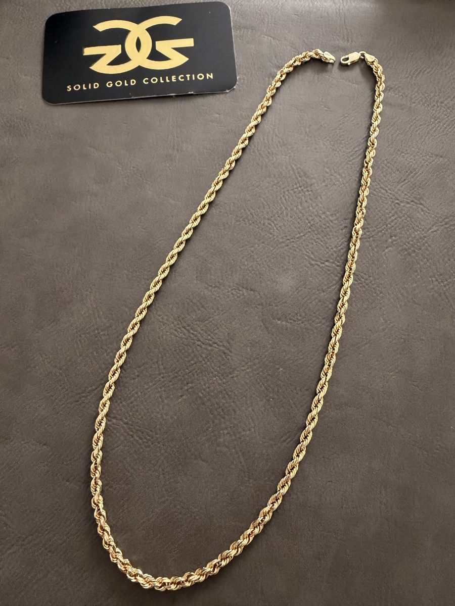 Solid Gold Rope Chain - 14k Solid Gold / 20" / 4mm