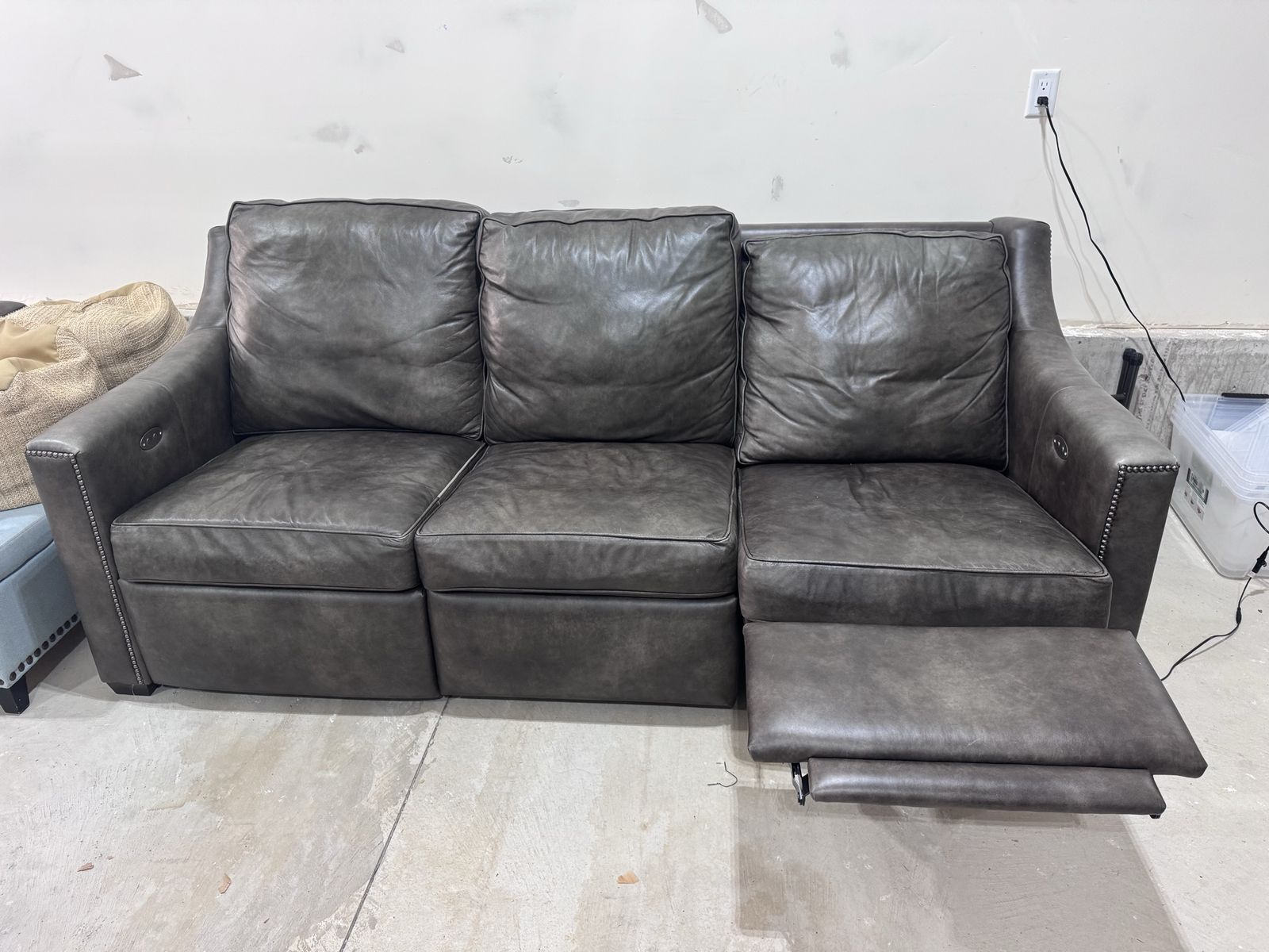 Two Leather Reclining Sofas