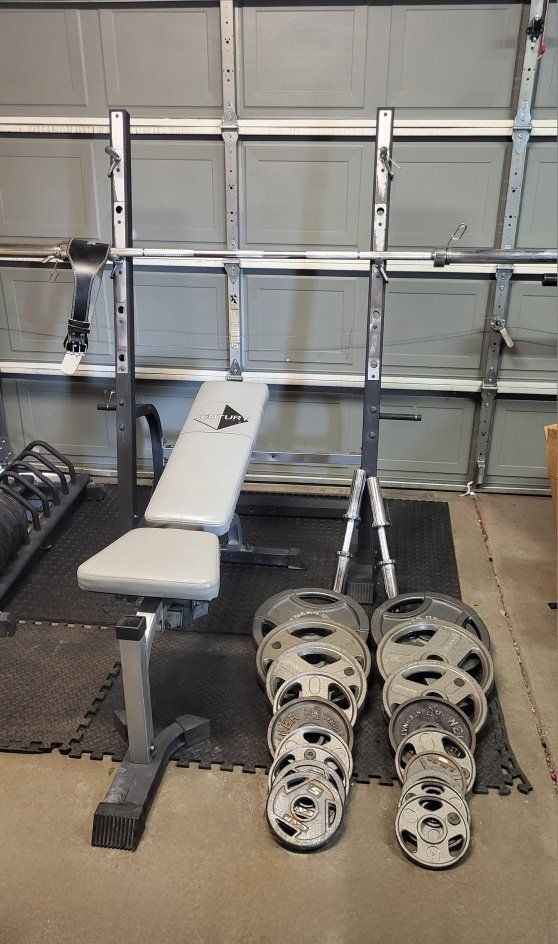 Bench and 277 pounds of weights