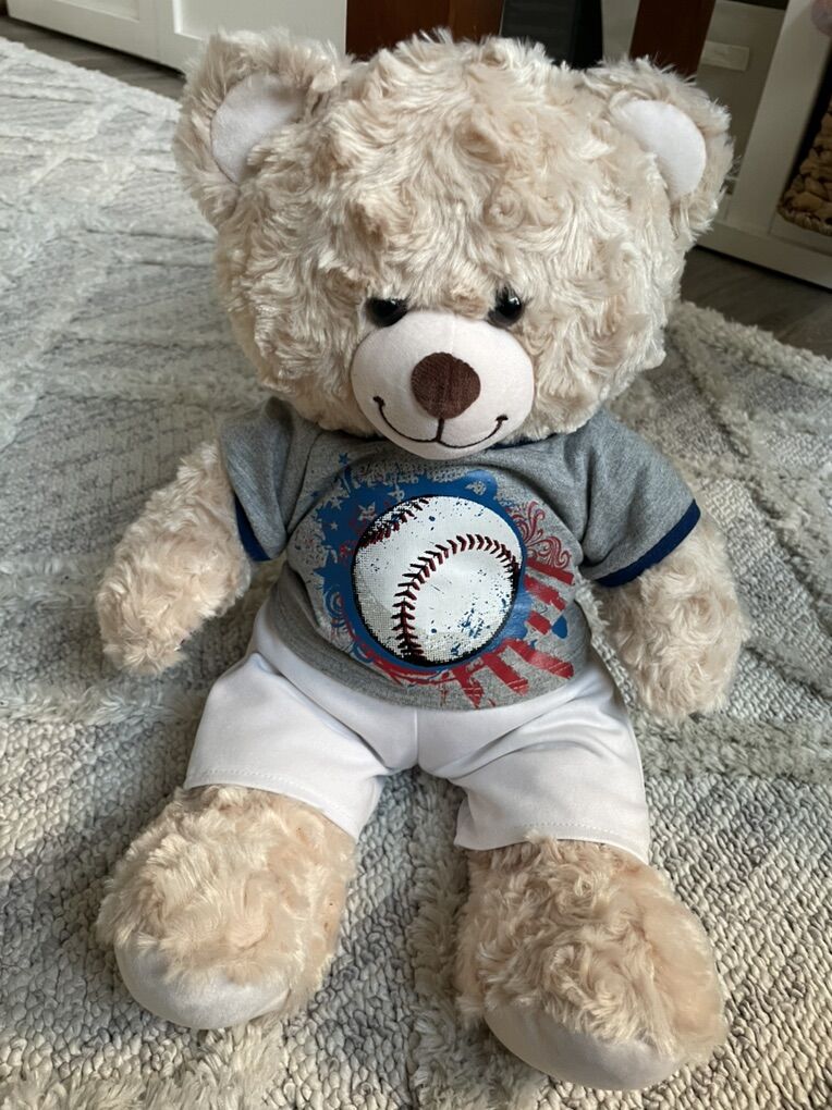 Baseball cream teddy bear build a bear bab