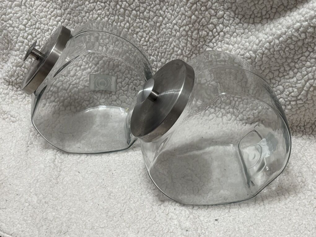 1-Gal Vintage Pantry Glass Canisters Storage Silve